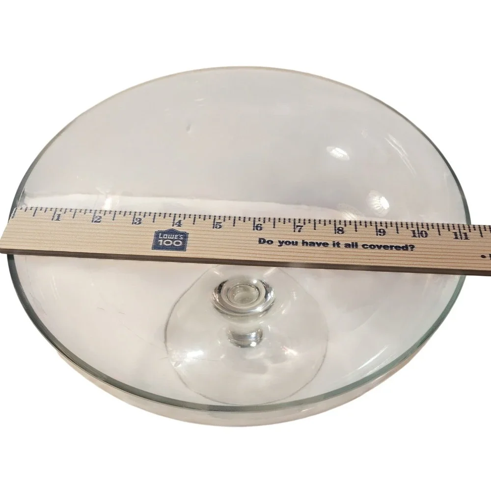 Vintage Clear‎ Etched Floral Glass Pedestal Bowl Footed Trifle Compote Dish 11